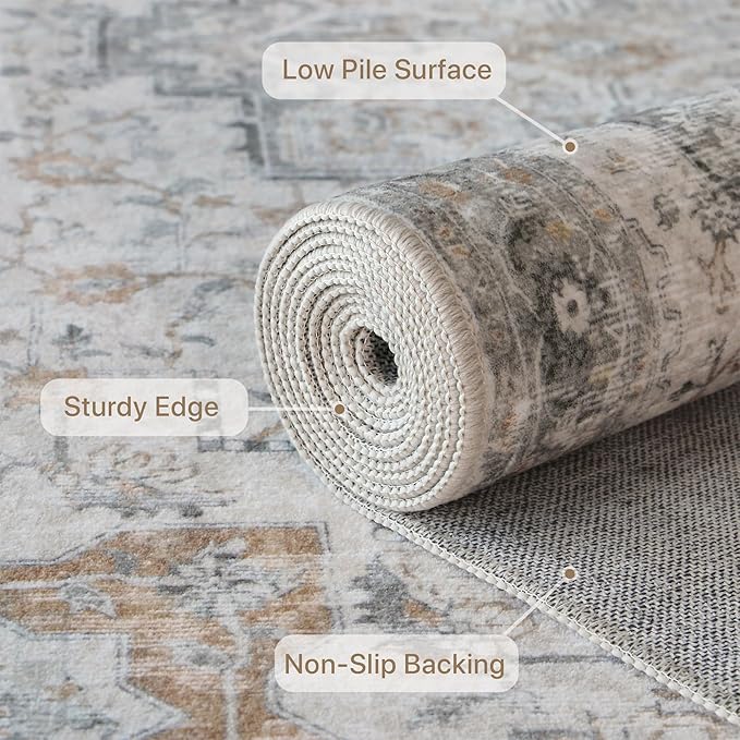 GENIMO Runner Rug 2'6"x6 Machine Washable Non Slip Vintage Hallway Runner Rug - Image 4