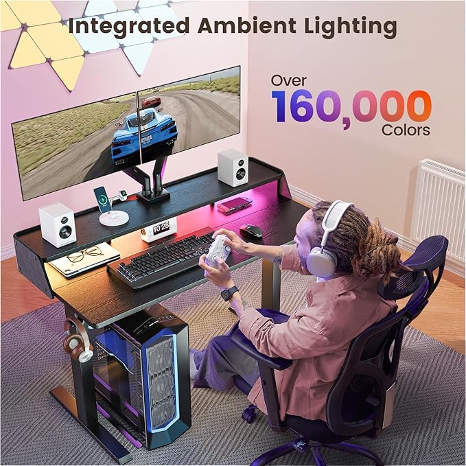 ErGear Standing Desk with LED Strip, 55″ x 28″ Electric Height Adjustable RGB - Image 6