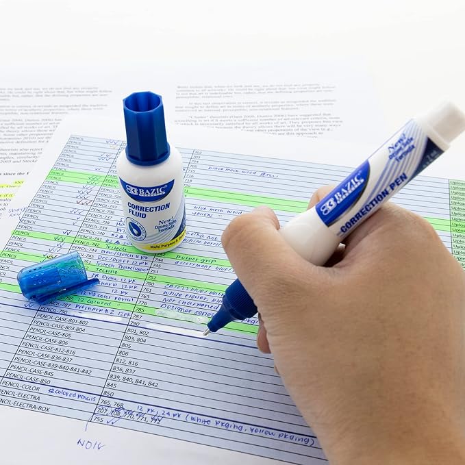BAZIC Metal Tip Correction Pen & Correction Fluid - Image 6