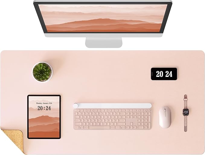 Aothia Double-Sided Desk Pad – 25.6"x13.7" Large Mouse Pad, Leather Desk Mat by AothiaSimpleNaturalUnique