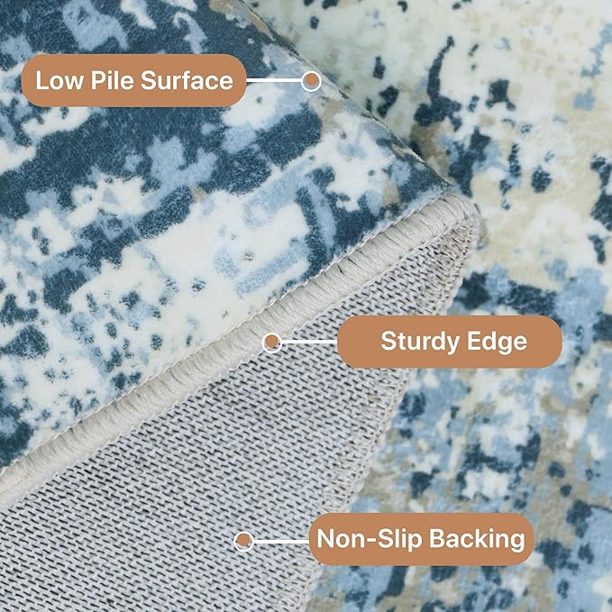 GENIMO Washable Area Rugs for Living Room, 10x12 Modern Non Slip Rugs, Low Pile - Image 8
