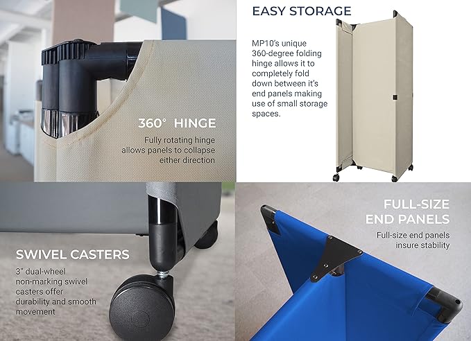 Versare MP10H Portable Folding Wall Partition | Economical 5 Panel Design | - Image 3