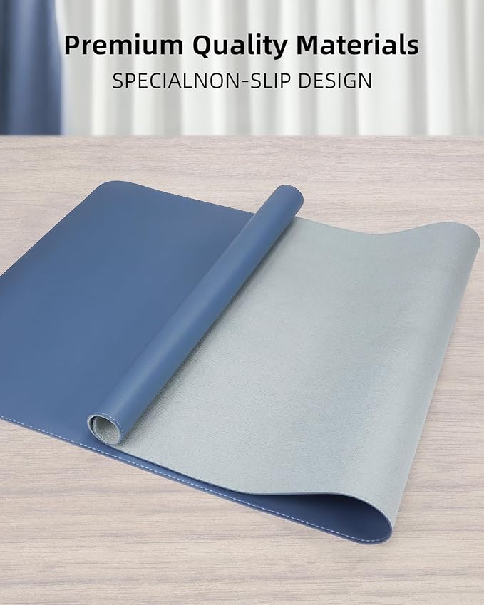 Leather Desk Pad Protector, Mouse Pad, Office Desk Mat, Non-Slip PU Leather - Image 2