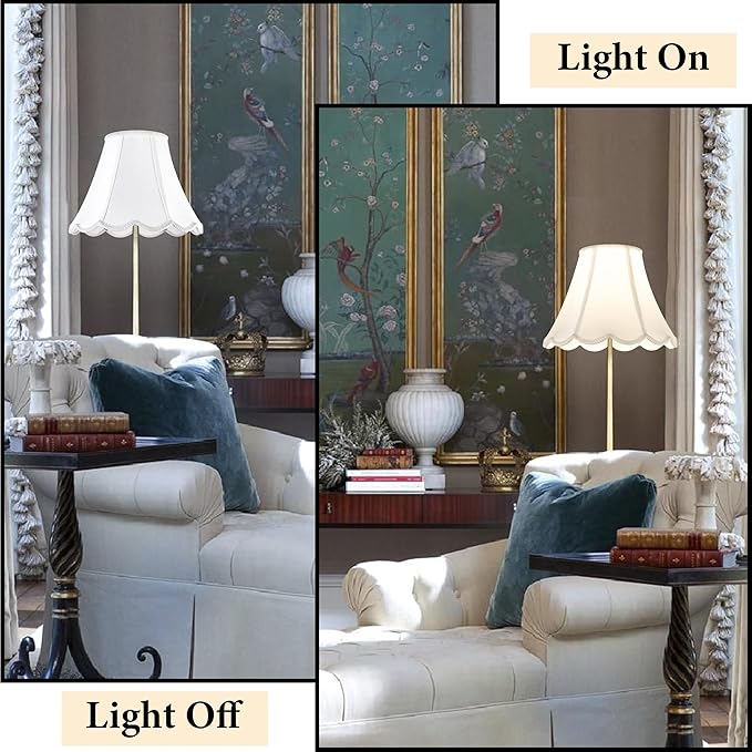 GOSO Bell Lamp Shades Set of 2 Medium Off White, Scalloped Lamp Shade - Image 7