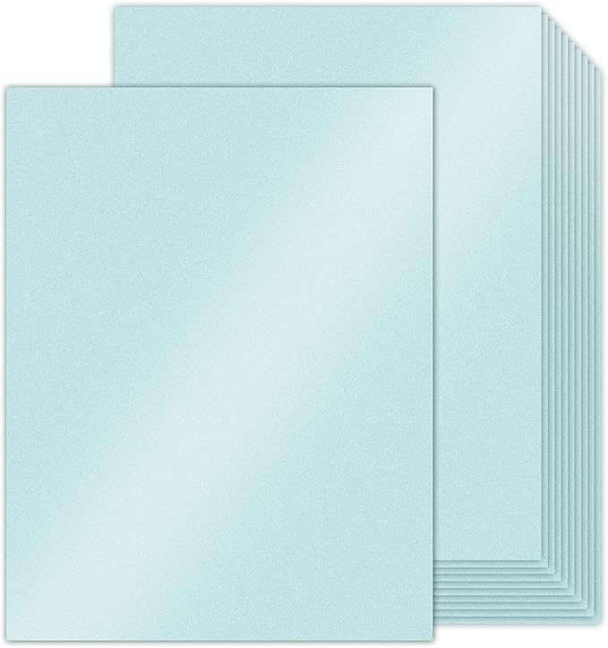 100 Sheets Blue Shimmer Cardstock 8.5 x 11 Metallic Paper, Goefun 80lb Card by Goefun
