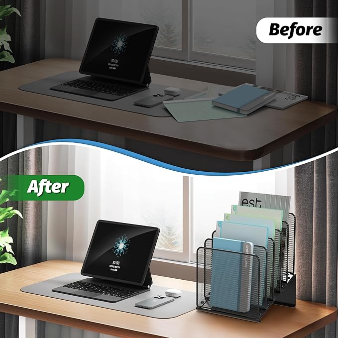 2 Pack Inclined 5-Section Desk File Organizer, Vertical File Folder Holder File - Image 4