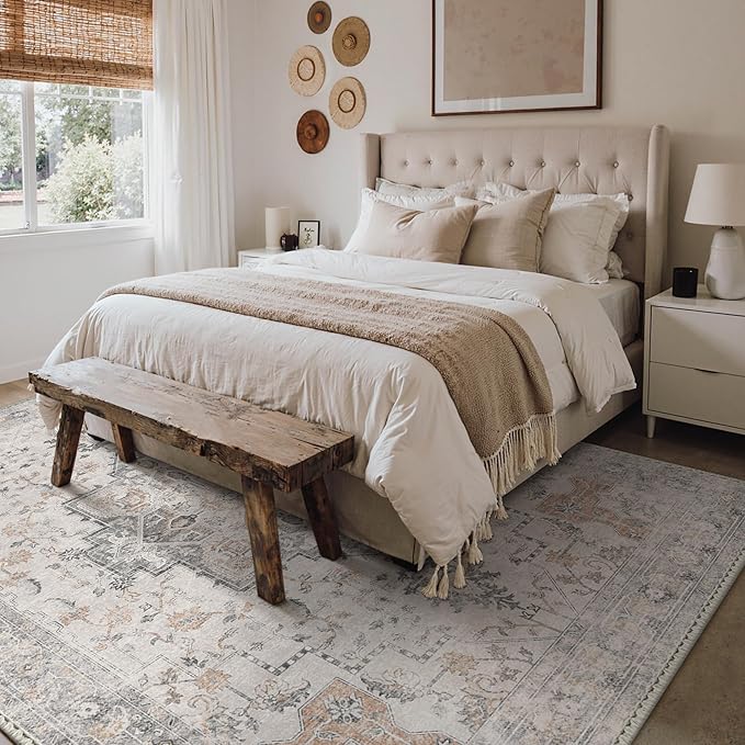 GENIMO 5x8 Area Rugs for Living Room, Machine Washable Low Pile Rugs, Chenille - Image 2
