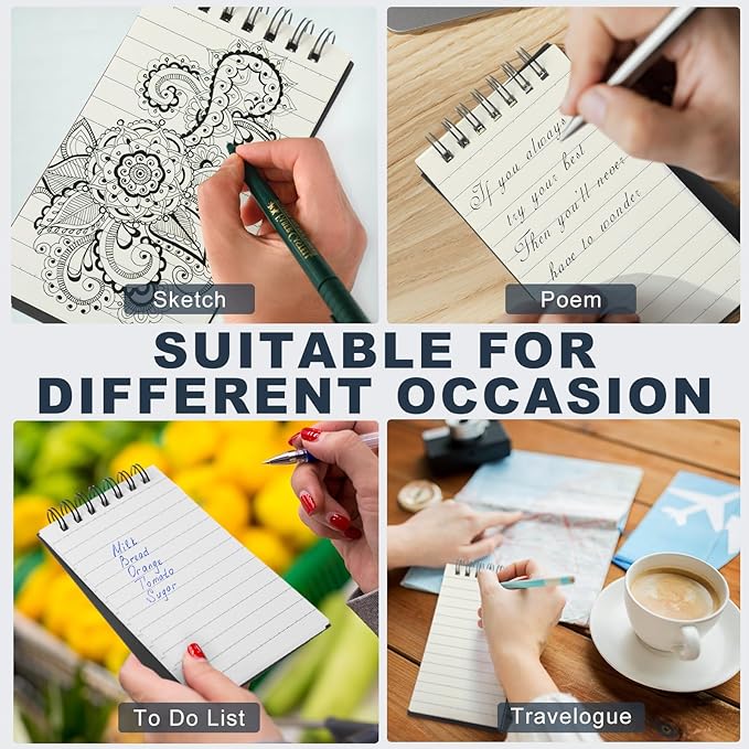 Tenceur 6 Pcs Pocket Notebook Bulk Small 3x5 Inch Spiral Notepads Mini Top - Image 6