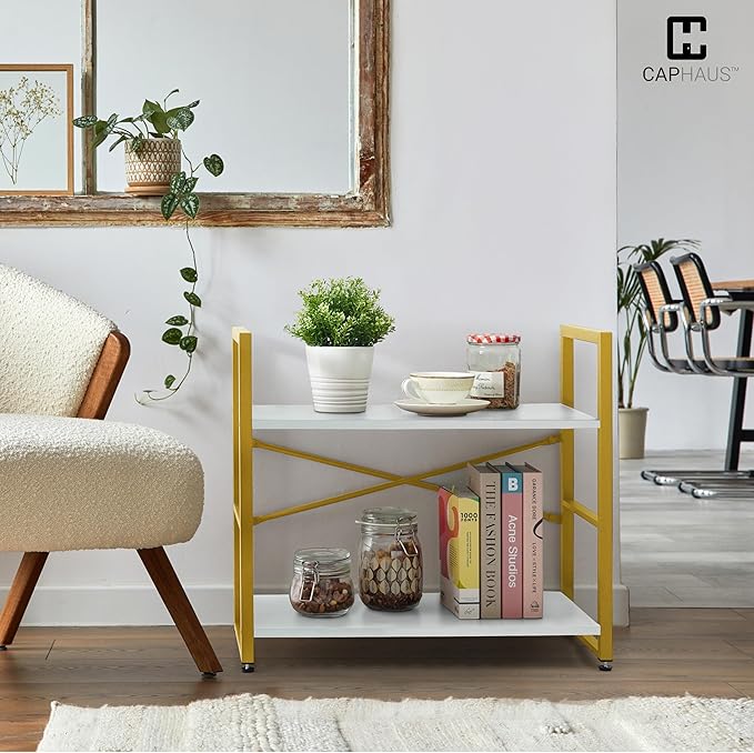 CAPHAUS 3 Tier Small Bookshelf, 24 Inch Width Free Standing Shelf, Bookcase - Image 4