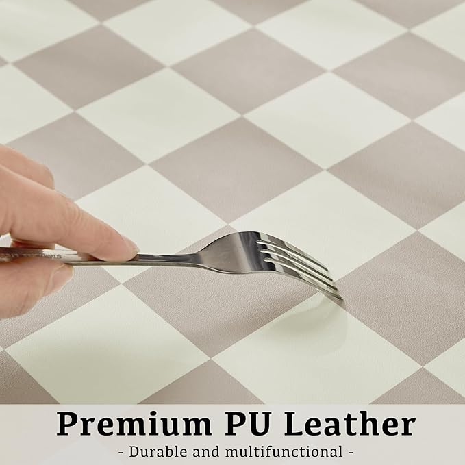Ohocut Checkered Desk Mat, Large Cute Aesthetic Retro PU Leather Computer - Image 4