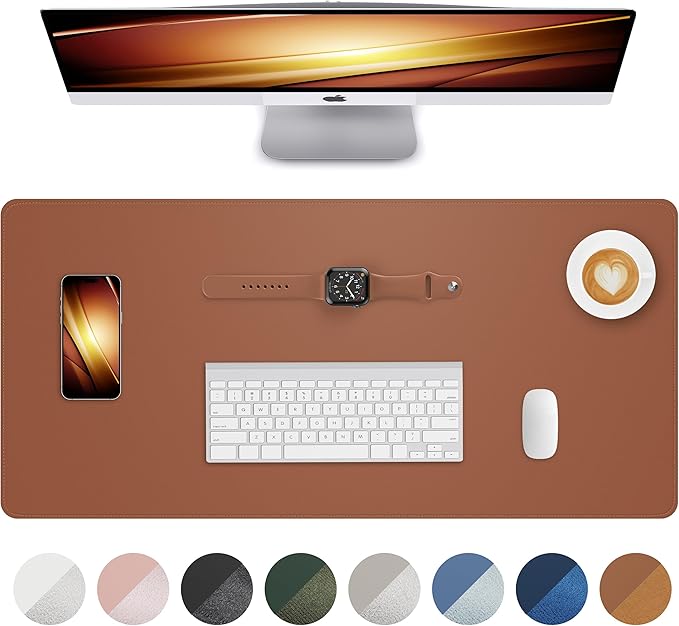 Leather Desk Mat, Mouse Pad, Office Desk Pad, Non-Slip PU Leather Desk Blotter by AFIING