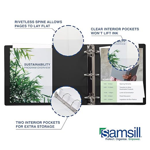 Samsill 0.5 Inch 3 Ring Binder, Made in USA, Economy Round Ring, 100 Sheet - Image 5