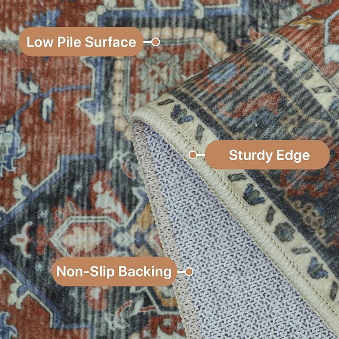GENIMO 2x7 Runner Rugs for Hallway, Machine Washable Non Slip Vintage Rugs - Image 5