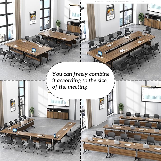 Folding Conference Table, Modern Office Conference Room Tables, Flip-Top Mobile - Image 9