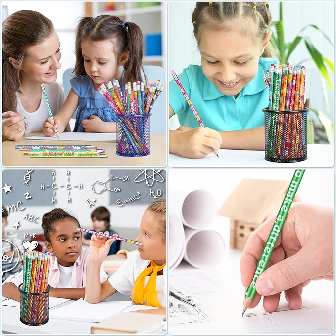 60 Pcs Motivational Pencils Bulk, Rainbow Inspirational School Pencils - Image 7