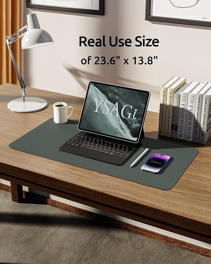 YSAGi Leather Desk Pad Protector, Office Desk Mat, Large Mouse Pad, Non-Slip PU - Image 5