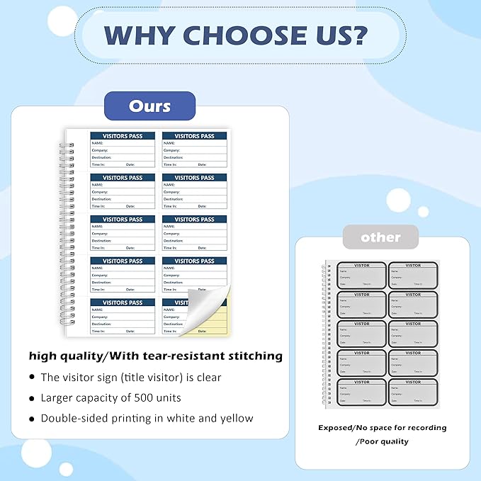 3 Pack of 1500 Visitor Badges Registry Log - Image 3