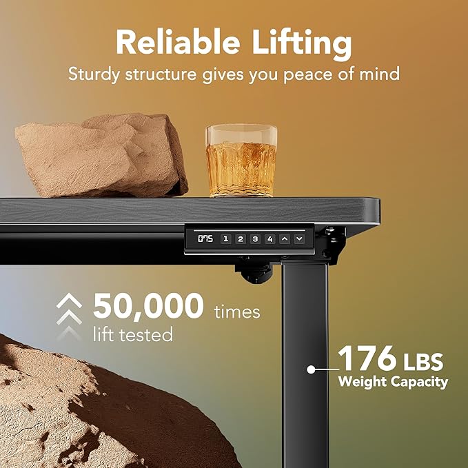 HUANUO Electric Standing Desk, 4 Memory Height Settings, Sit to Stand Up Desk - Image 4