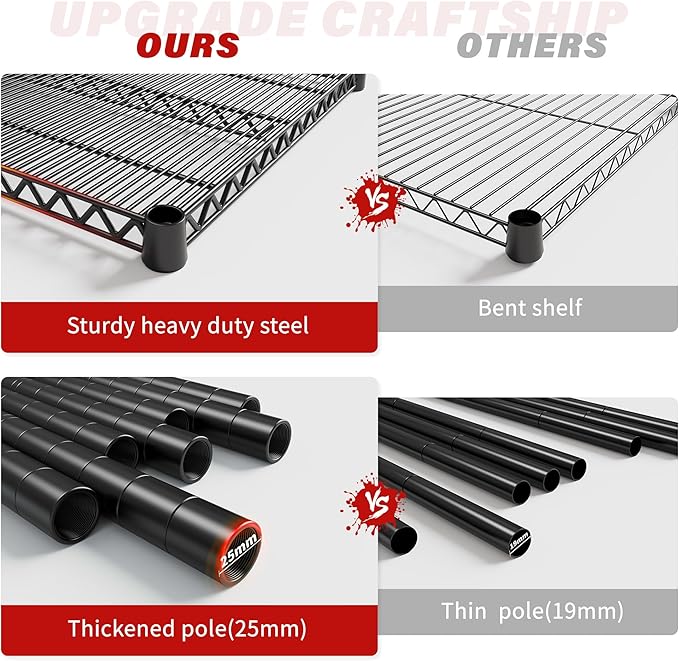REIBII 60''W X 82.6" H Steel Heavy Duty Wire Shelving Unit - Image 5