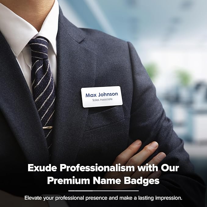 Custom Engraved Name Tags, Magnetic White and Blue Name Tags, Personalized Name - Image 2