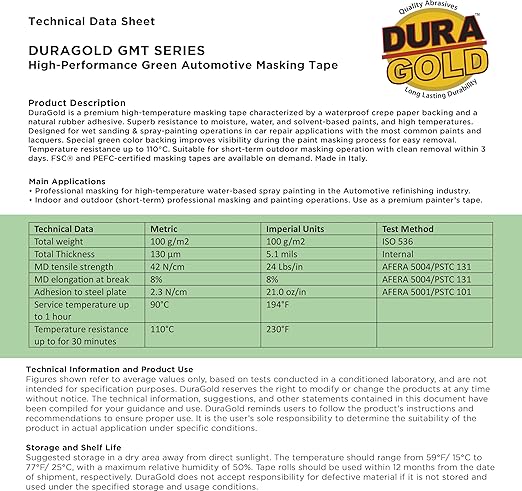 Dura-Gold Green Automotive Masking Tape 1 Inch, Case of 36 Rolls - Image 6