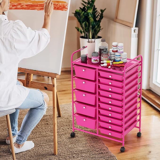 GOFLAME 15-Drawer Rolling Storage Cart, Craft Storage Cart - Image 8