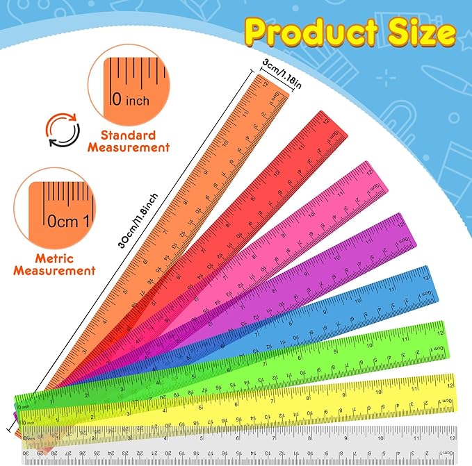 32 Pack Clear Plastic Ruler 12 Inch, Rulers Bulk - Image 2