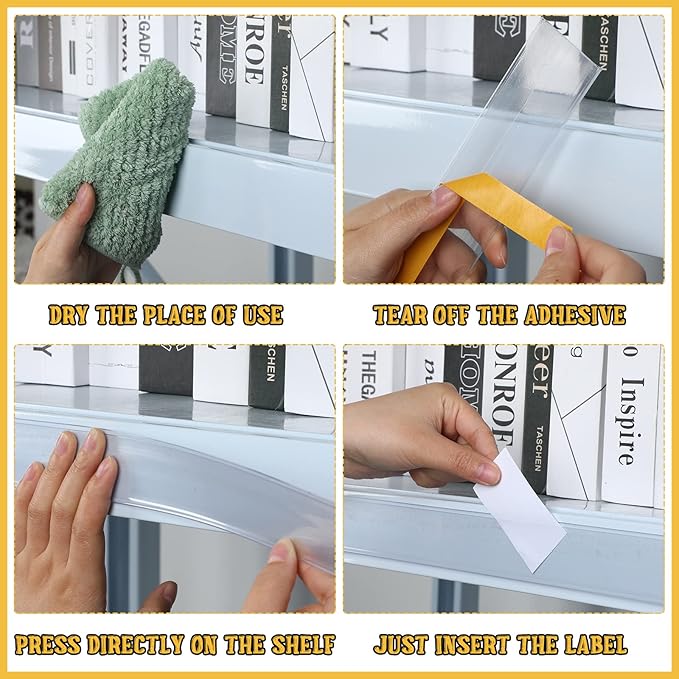 Fainne 100 Pcs 1.25 Inch Shelf Label Strip Holders Plastic Wire Shelf Price Tag - Image 4