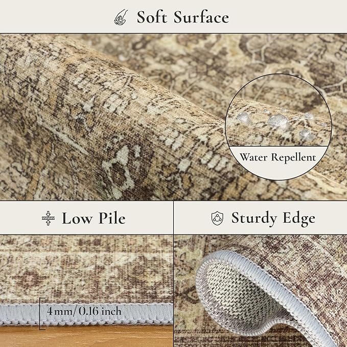 GENIMO 8x10 Area Rugs for Living Room, Machine Washable Non Slip Vintage Rugs - Image 8