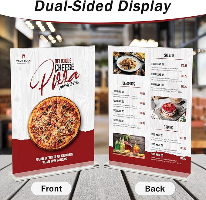 4-Pack Acrylic Sign Holder, 8.5 x 11 Inch Vertical T Shape Table Display Stand - Image 2