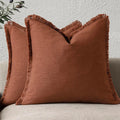 Foindtower Set of 2 Decorative Linen Fringe Throw Pillow Covers Boho Farmhouse by Foindtower