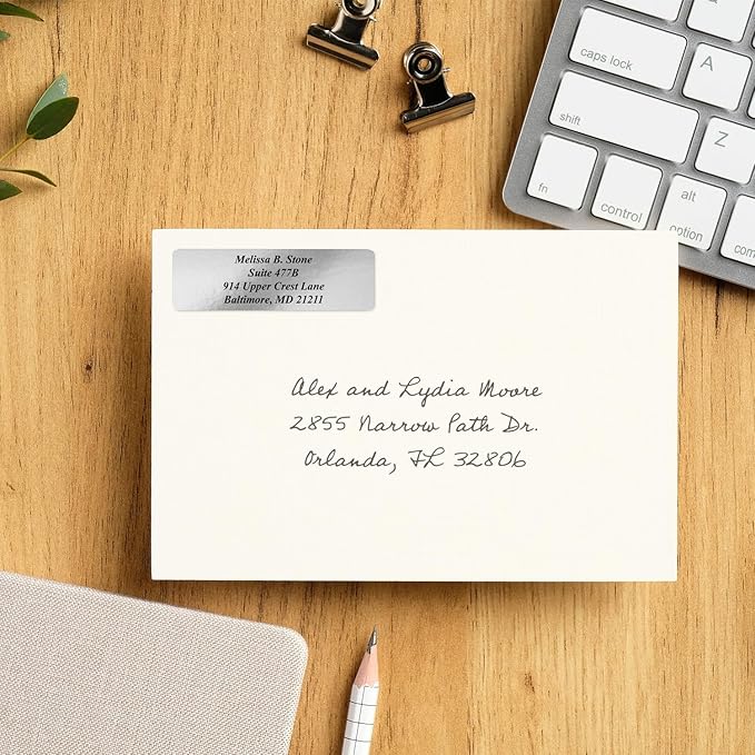 Silver Foil Personalized Return Address Labels Without Dispenser - Image 2