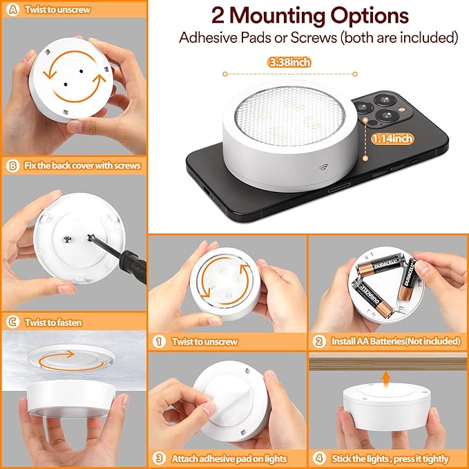 TECOMLIGHT Puck Lights with Remote Control, Battery Operated Wireless Under - Image 7