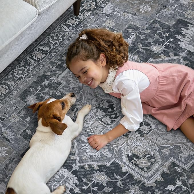 GENIMO 8x10 Area Rugs for Living Room, Machine Washable Non Slip Vintage Rugs - Image 4