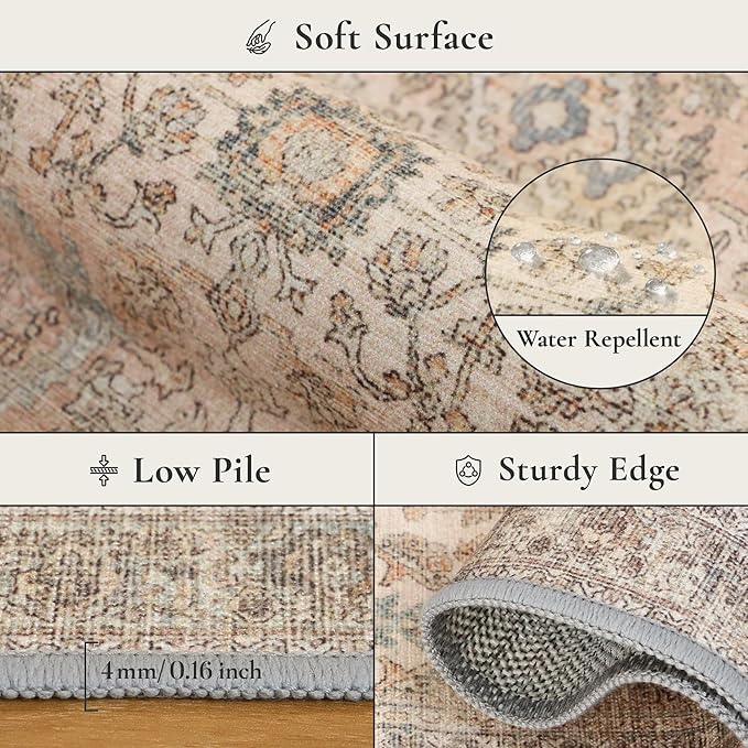 GENIMO 6x9 Area Rugs for Living Room, Machine Washable Non Slip Vintage Rugs - Image 8