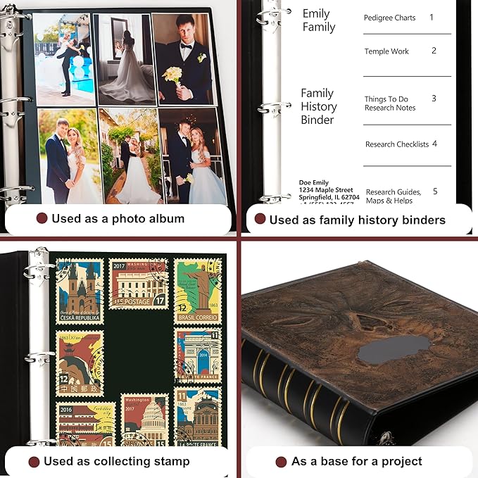 LETVPVOW Vintage Hardback 3 Ring Binder 1.5 Inch, Professional Leather Binder 3 - Image 5