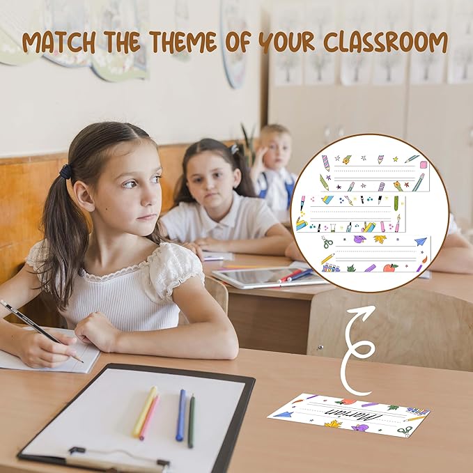 Name Tags for Classroom Cubbies, 30 Colorful Name Plates for Desks, Back to - Image 5