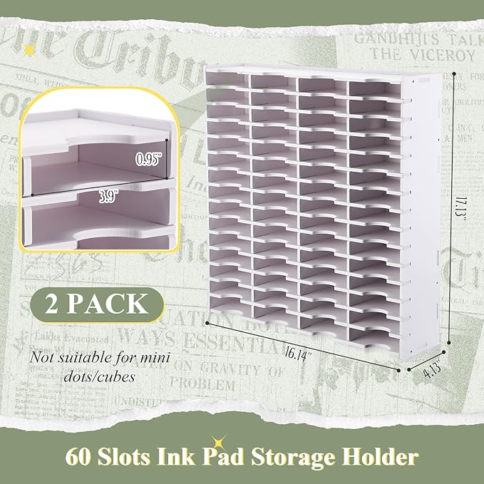 Sunnychicc 1 Pack 60 Grids Ink Pad Storage Holder Stamp Organizer, Ink Pad - Image 2