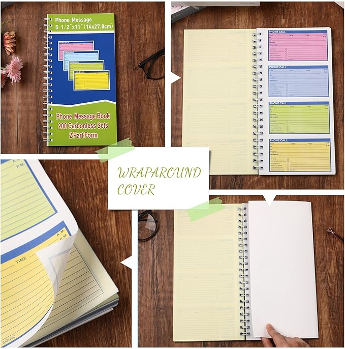 Sinmoe 10 Pcs Spiral Bound Phone Message Book - Image 5