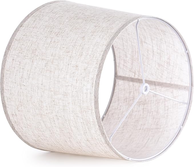 GO&SO Large Oatmeal Linen Drum Lamp Shade - Image 4
