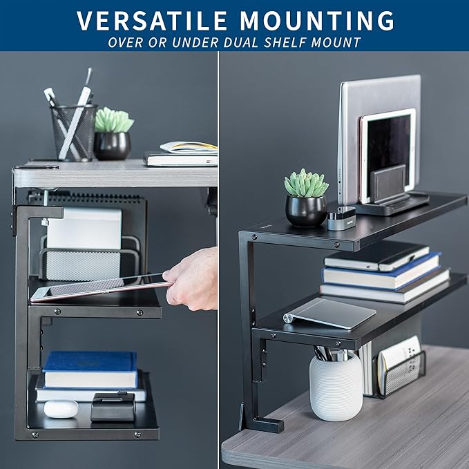 VIVO Clamp-on 24 inch Above or Below Desk 2-Tier Shelving Unit - Image 4