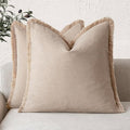 Foindtower Set of 2 Decorative Cozy Farmhouse Cushion Cover Linen Fringe Throw by Foindtower