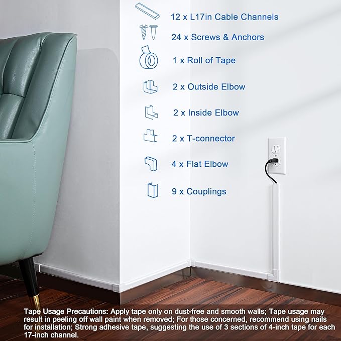 204in Wall Cable Hider, Cord Hider to Hide 2-3 Cords, TV Wire Hider - Image 3