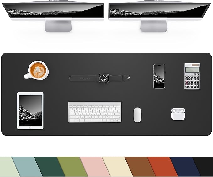 Leather Desk Pad Protector, Large Desk Mat, Mouse Pad, Non-Slip PU Leather Desk by cebowa
