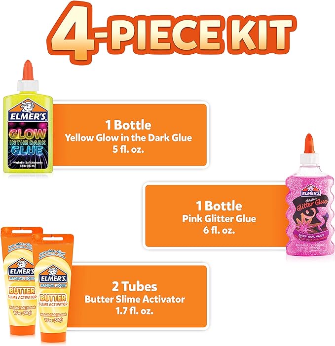 Elmer’s Butter Slime Kit, Includes Glow in the Dark Glue, Glitter Glue - Image 2