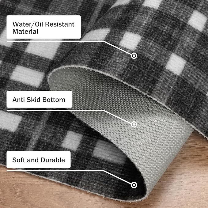 GENIMO Checkered Rug 3x5 Ft Black and White Fine Plaid Outdoor Rug Buffalo - Image 7