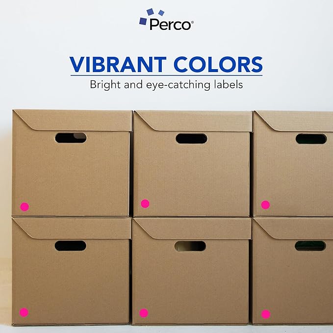 Perco Fluorescent Pink 1-Inch Round Circle Dot Sticker Labels - Image 6
