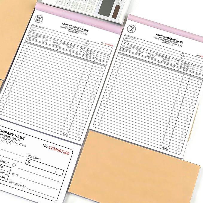 Custom Invoice Book with Logo 100 Set Personalized Receipt Books Customized - Image 5