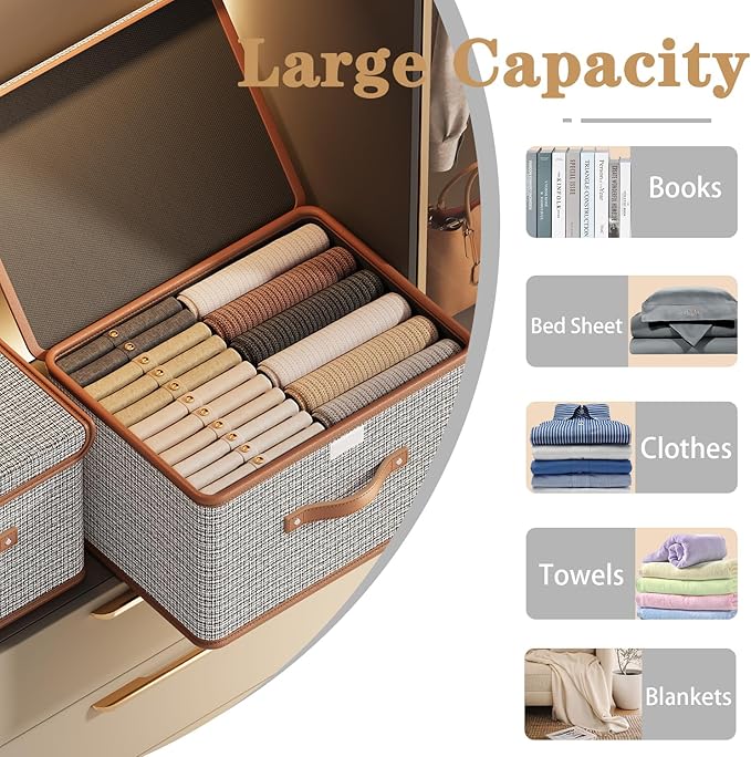 Tuza 2 Pack Storage Bins with Lids, Collapsible Closet Organizer Container - Image 7