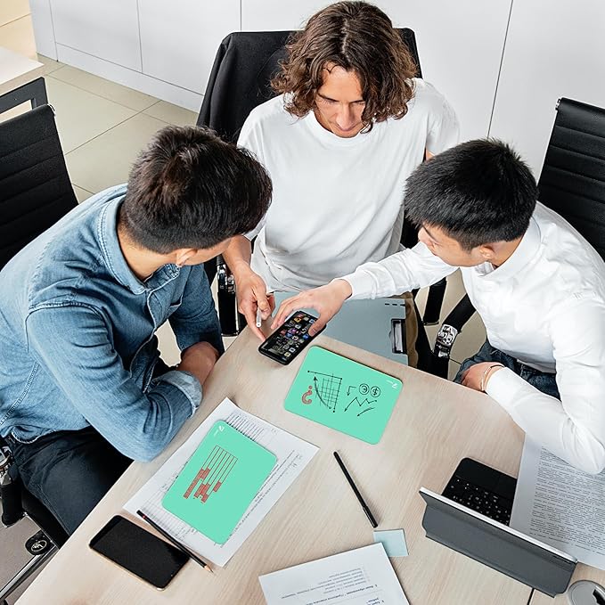 Mint Green Mini Desktop Pure Glass Whiteboard, Small Slope Slick Desk - Image 6